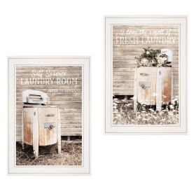 Trendy Decor 4U "Laundry Room" Framed Wall Art, Modern Home Decor 2 Piece Vignette for Living Room, Bedroom & Farmhouse Wall Decoration by Lori D