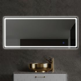 LED aluminum alloy frameless rounded rectangular silver full-length mirror with stand 63 * 16 * 1 inch Bathroom Vanity Mirror for Bedroom Entrywa