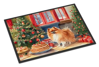 NEW Pomeranian Christmas Cookies Doormat Front Door Mat Indoor Outdoor Rugs for Entryway, Non Slip Washable Low Pile, 18H X 27W