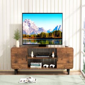 TV Stand for 55 Inch TV, Entertainment Center with Storage Cabinets, Soft Hinge Door with Handle, Media Console Table for Living Room Bedroom