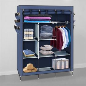 High Foot Canvas Free Side Fabric Wardrobe In Dark Blue (Option: DarkBlue)