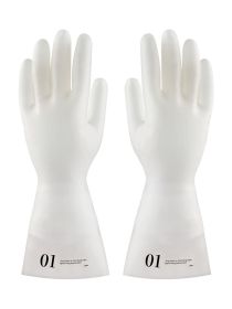 Long thickening nitrile light printing household dishwashing acid and alkali anti-slip anti-ripe latex rubber gloves (Option: 01 style-L)