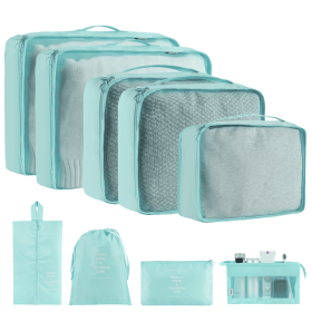 Home Fashion Simple Solid Color Storage Bag (Option: Lake Blue-9Set)