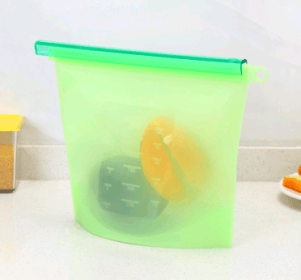 Silicone fresh-keeping bag vacuum sealed bag food  storage bag refrigerator food fruit storage bag (Option: Green-4000ml)