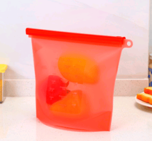 Silicone fresh-keeping bag vacuum sealed bag food  storage bag refrigerator food fruit storage bag (Option: Red-1500ml)