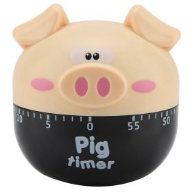 Cute Cartoon Pig Kitchen Timer Mechanical Timers Counters for Cooking Timing Tool (Color: Khaki)