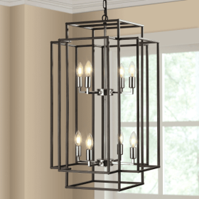 8 Lantern Tiered Chandeliers, Industrial Farmhouse Chandeliers Unavailable Platforms- Temu (Color: Black)