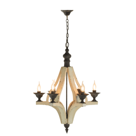 6 - Light Wood Chandelier With Adjustable Chain For Kitchen, Dining Hall Entrance, Bulb Not Included (Option: Cream)