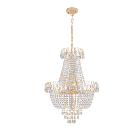 Golden Crystal Chandelier, Large Modern Luxury Chandelier, Suitable For Living Room, Dining Room, Bedroom, Hallway - No Bulb Unusable Platform - (Color: Gold)