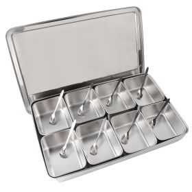 8 Grids Aluminium Alloy Seasoning Box Condiment Storage Containers Spice Jar Kitchen Utensils (Option: as picture)