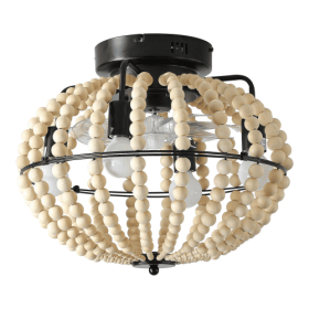 Beaded Fan Lamp Wooden Beaded Chandelier Oak White Unavailable Platforms- Temu (Color: White)