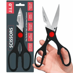 Heavy Duty Multi-Purpose Kitchen Scissors, Food Scissors, Sharp Scissors With Nutcrackers, Bottle Opener, Can Opener, Vegetable Cutting Scissors, (Color: Black)