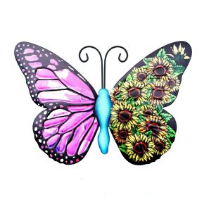 1pc/4pcs, Metal Butterfly Wall Art Decor, 3D Outdoor Sculpture Iron Outdoor Hanging Decor Ornaments, Metal Hand-made Butterfly Wall Art (Style: Purple)