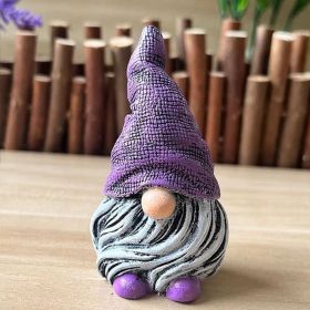 1pc Garden Gnome Resin Statue; Faceless Doll Figures Miniature Home Decoration For Lawn Ornaments Indoor Or Outdoor Patio Deck Yard Garden Lawn P (Color: Purple)