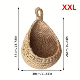 1pc Wall Hanging Basket; Bohemian Style Woven Basket; Creative Teardrop Shape Suitable For Vegetables And Fruits; Kitchen Storage Basket (Model: 2XL)