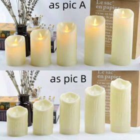 Flameless Flickering LED Candles Battery Operated , Warm Light Real Wax Pillar Votive 3D Wick Candles, Perfect for Party/Wedding/Home Decor(White (Color: as pic A, size: 7.5*17.5cm)