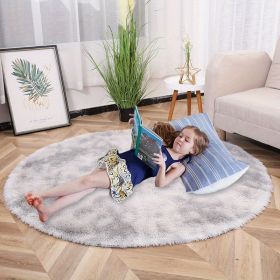 1pc, Tie-Dye Plush PV Velvet Area Rug, 62.99", American Style Round Rug, Floor Decor (Color: Tie-dye Grey, size: 62.99inch)