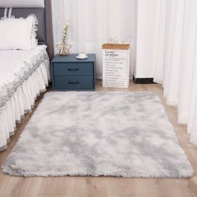 1pc, High Pile Tie-Dyed Shaggy Rug for Living Room and Bedroom - Fire Retardant, Machine Washable, Anti-Skid, Faux Fur (Color: Tie-dye Grey, size: 47.24*62.99inch)