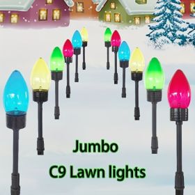 1 Pack 12 In 1 C9 Pointed Bubble Color Lawn Lights, Solar Christmas Decorative Lights, Outdoor Holiday Decorative, Ground Plug-in Lights (Items: Solar  Powered C9 Lights)