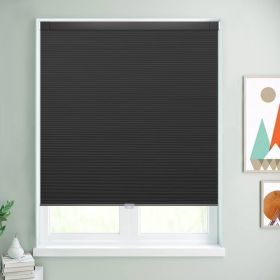 WELLSOURCE Cordless Cellular Shades without Drilling Honeycomb Blinds Blackout for Windows Bed Room, Office Easy to Install Custom Size (Color: Black, size: CONTACT US)