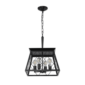 4 Lights Farmhouse Chandelier For Dining Room Black - No Bulbs Unavailable Platform- Temu (Color: Black)