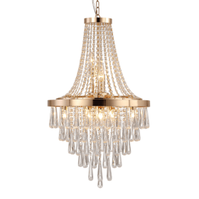 Golden Crystal Chandelier, Large Modern Luxury Chandelier For Living Room, Dining Room, Bedroom, Hallway - Bulb Not Included Unavailable Platform (Option: Golden)